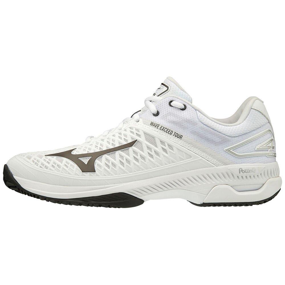 Mizuno Men's Tennis Shoes Wave Exceed Tour 4 CC White/Black - FGTQEDK-12